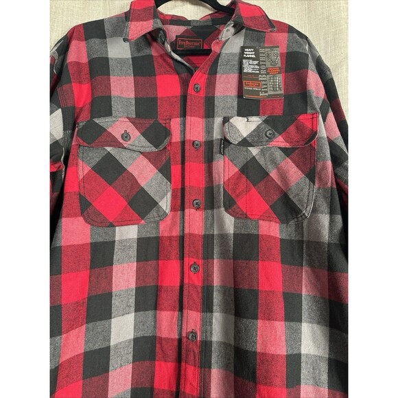 Five‎ Brother Heavy Weight Deluxe Flannel Shirt Red Black Plaid NWT Size Large - Picture 3 of 13